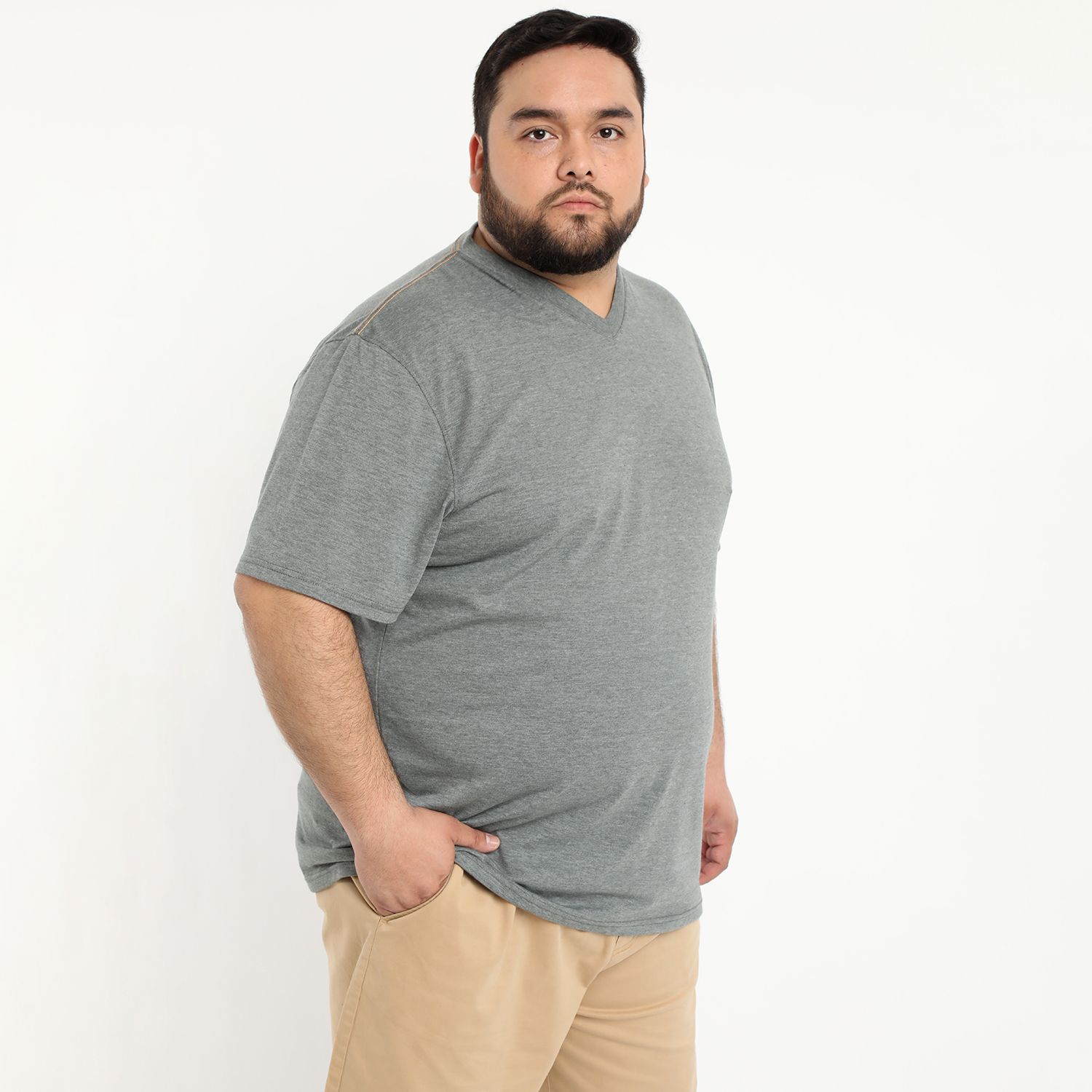 Polera Jersey Melange Cuello V