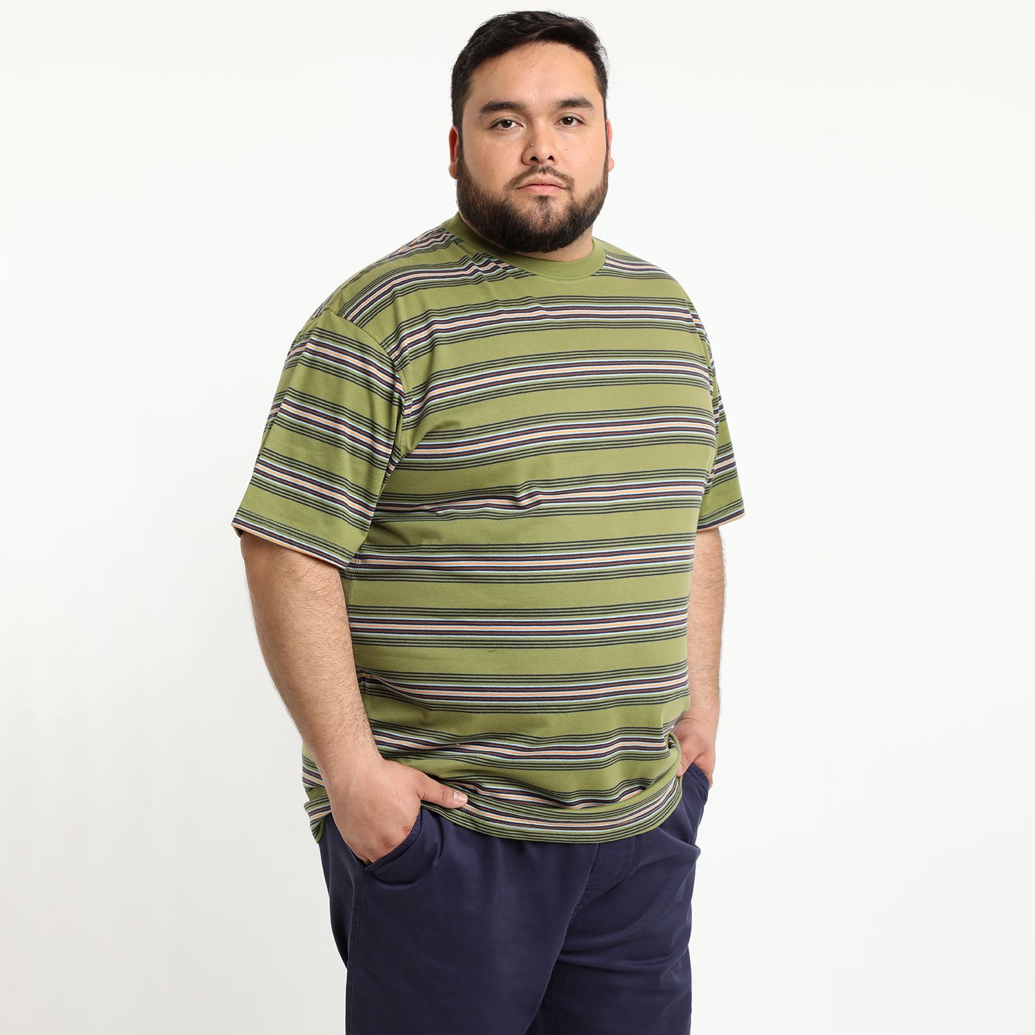 Polera Jersey Listada Cuello Redondo