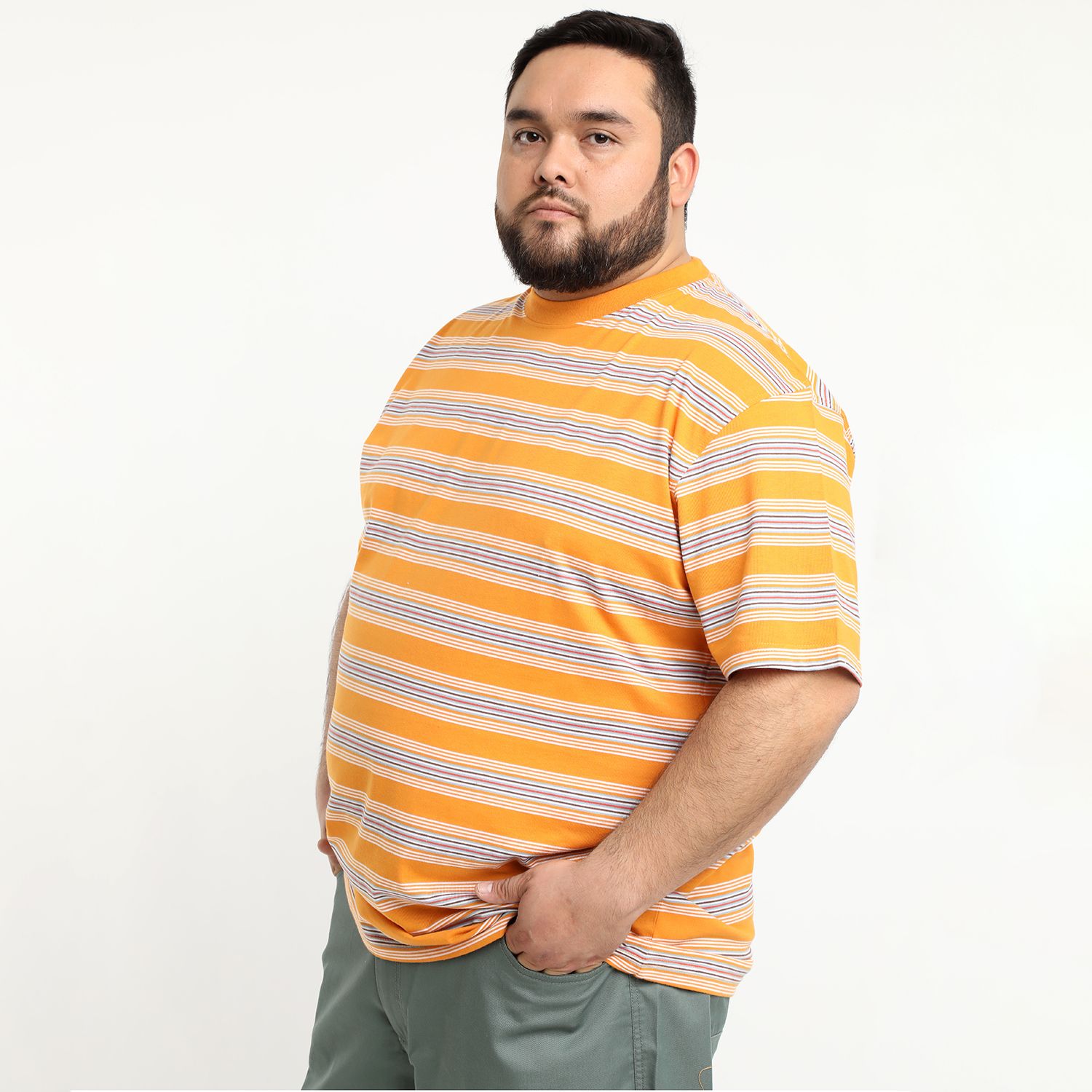 Polera Jersey Listada Cuello Redondo