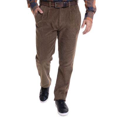Pantalon Cotele Con Pinzas Regular Fit 8 Canales