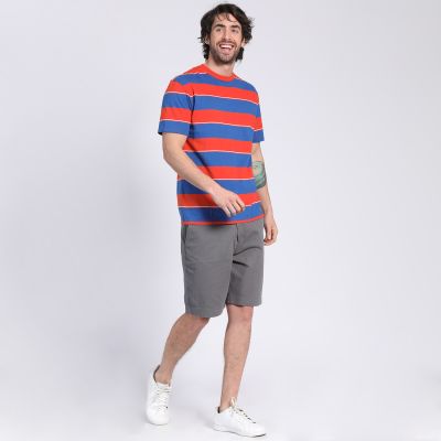 Polera Manga Corta Jersey Listada Cuello Redondo  Tallas Grandes