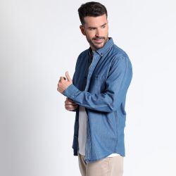 Camisa Denim Manga Larga Slim Fit